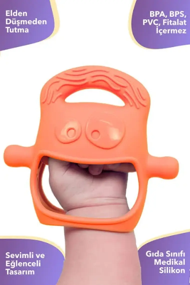 MOCHi Silikon Bebek Diş Kaşıyıcı – BPA ve BPS İçermez, Ergonomik Tutma, Sevimli Tasarım, Duyusal ve Motor Gelişimi Destekler