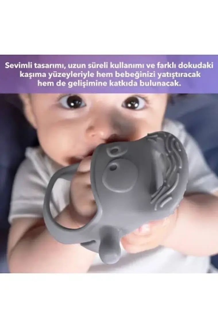 MOCHi Silikon Bebek Diş Kaşıyıcı – BPA ve BPS İçermez, Ergonomik Tutma, Sevimli Tasarım, Duyusal ve Motor Gelişimi Destekler