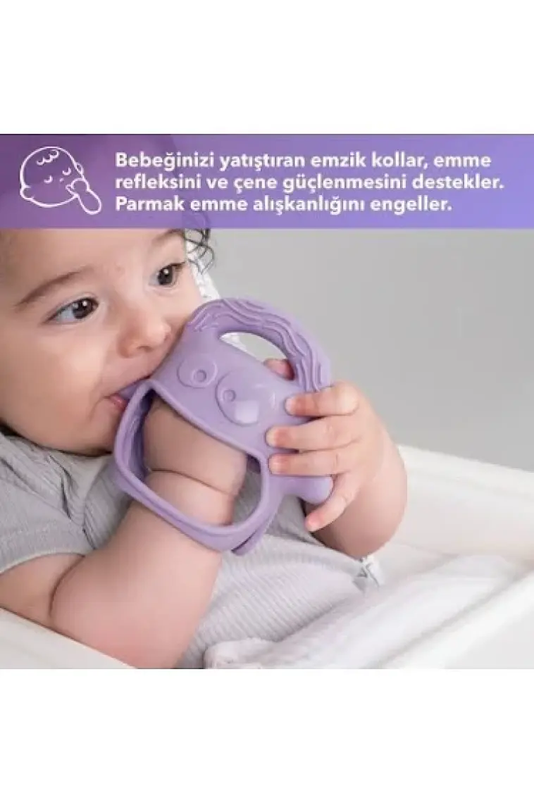 MOCHi Silikon Bebek Diş Kaşıyıcı – BPA ve BPS İçermez, Ergonomik Tutma, Sevimli Tasarım, Duyusal ve Motor Gelişimi Destekler