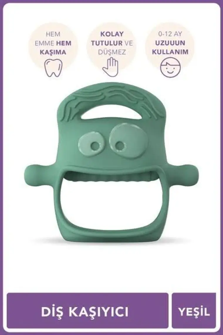 MOCHi Silikon Bebek Diş Kaşıyıcı – BPA ve BPS İçermez, Ergonomik Tutma, Sevimli Tasarım, Duyusal ve Motor Gelişimi Destekler