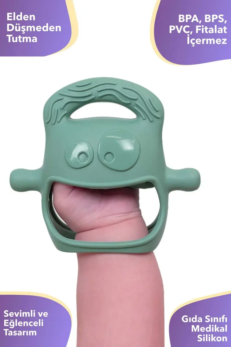 MOCHi Silikon Bebek Diş Kaşıyıcı – BPA ve BPS İçermez, Ergonomik Tutma, Sevimli Tasarım, Duyusal ve Motor Gelişimi Destekler