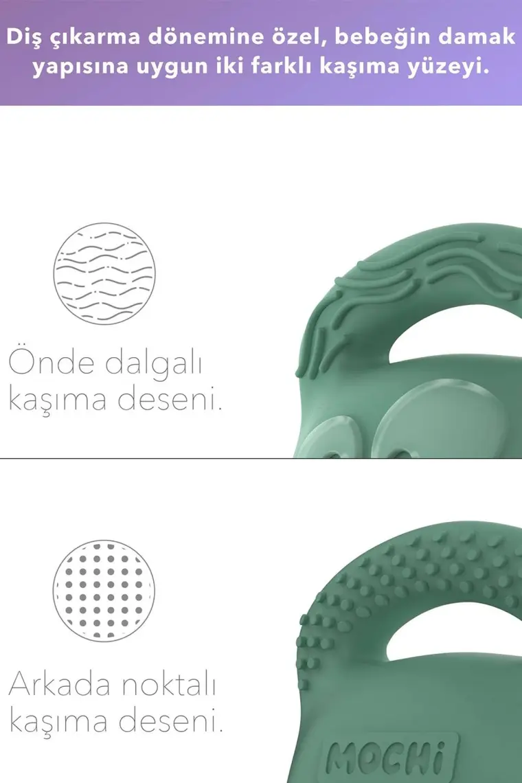 MOCHi Silikon Bebek Diş Kaşıyıcı – BPA ve BPS İçermez, Ergonomik Tutma, Sevimli Tasarım, Duyusal ve Motor Gelişimi Destekler