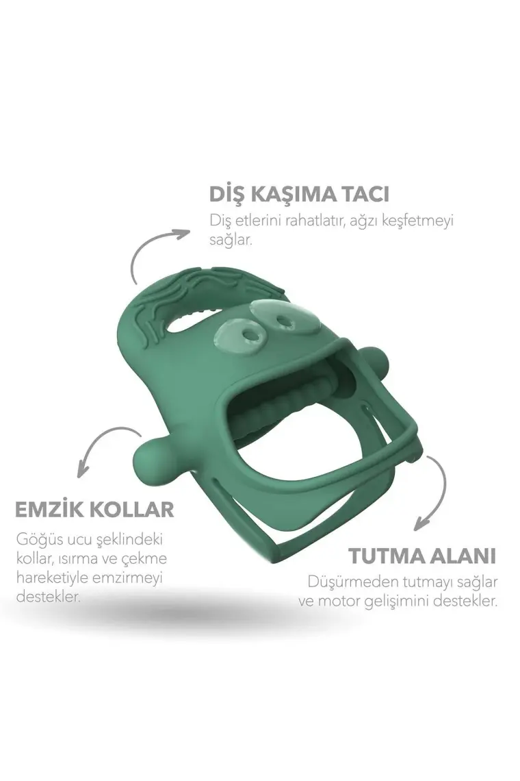 MOCHi Silikon Bebek Diş Kaşıyıcı – BPA ve BPS İçermez, Ergonomik Tutma, Sevimli Tasarım, Duyusal ve Motor Gelişimi Destekler