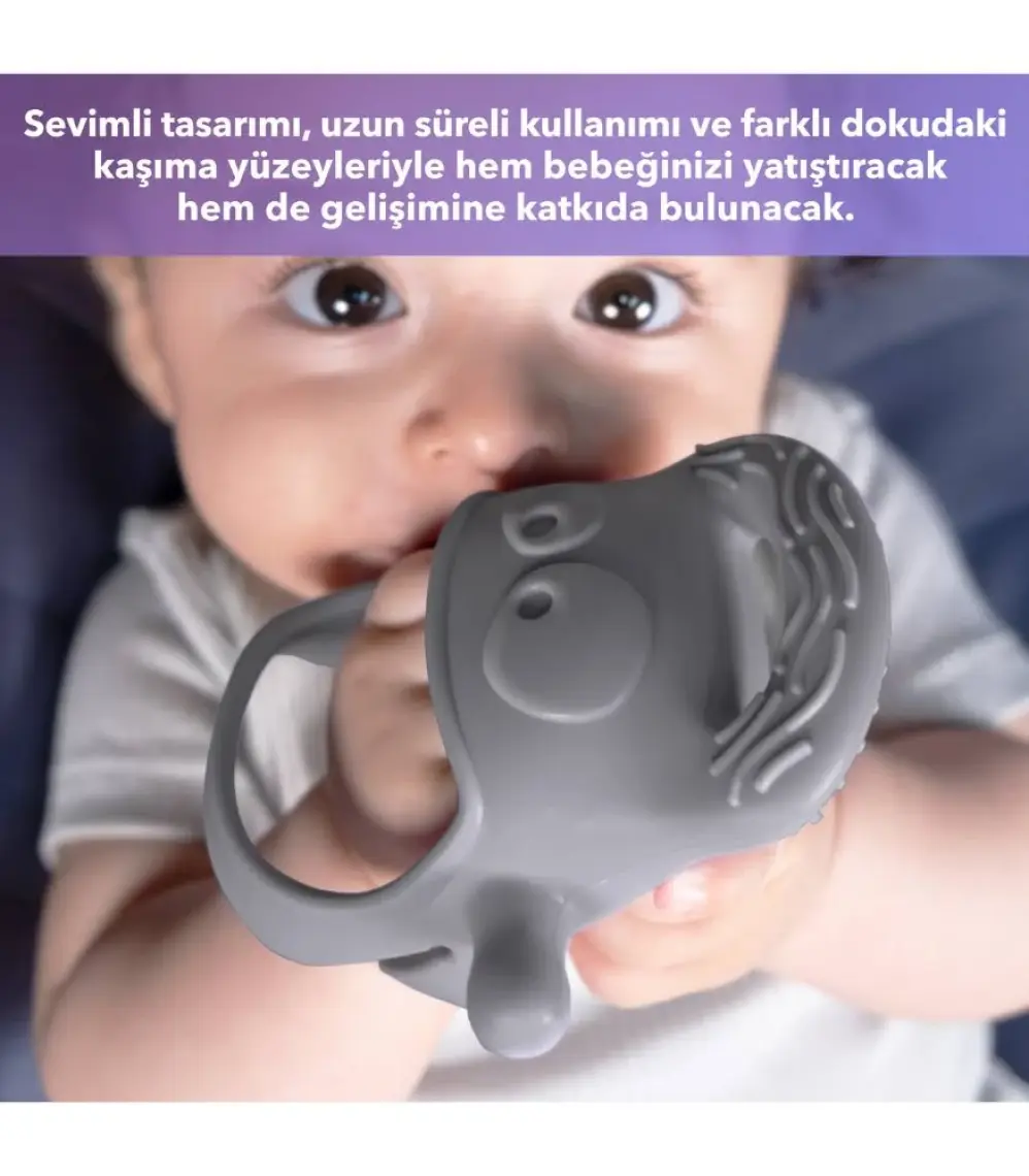 MOCHi Silikon Bebek Diş Kaşıyıcı – BPA ve BPS İçermez, Ergonomik Tutma, Sevimli Tasarım, Duyusal ve Motor Gelişimi Destekler