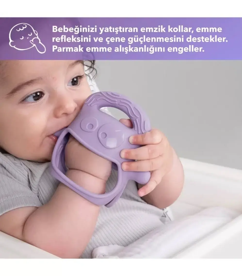 MOCHi Silikon Bebek Diş Kaşıyıcı – BPA ve BPS İçermez, Ergonomik Tutma, Sevimli Tasarım, Duyusal ve Motor Gelişimi Destekler