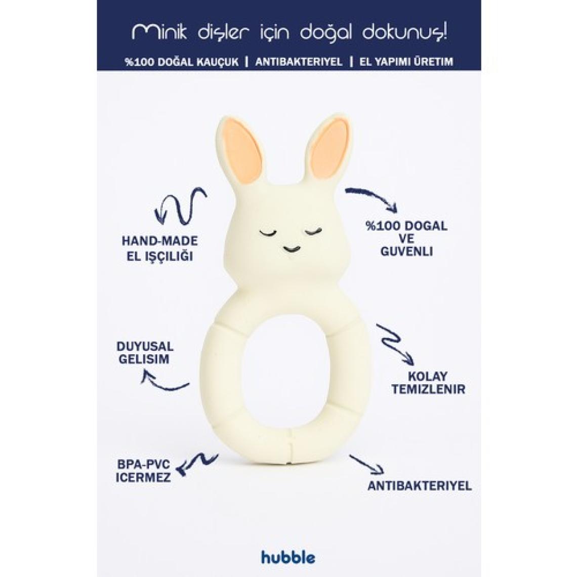 Hubble  Bebek Diş Kaşıyıcı ve Oyuncağı Tavşan Halkalı