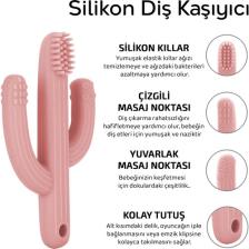 Meleni Baby Kaktüs Bebek Diş Kaşıyıcı - Bebek Diş Kaşıma Dişlik Pembe
