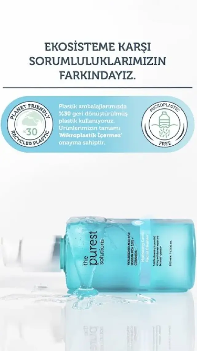 The Purest Solutions, Nemlendirici ve Bariyer Onarıcı Kuru ve Karma Ciltler için Hyaluronik Asit Temizleme Jeli 200 ml (%0,5 Hyaluronic Acid, %0.5 Sodium PCA Ceramide)