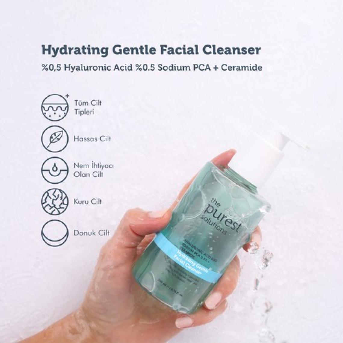 The Purest Solutions, Nemlendirici ve Bariyer Onarıcı Kuru ve Karma Ciltler için Hyaluronik Asit Temizleme Jeli 200 ml (%0,5 Hyaluronic Acid, %0.5 Sodium PCA Ceramide)