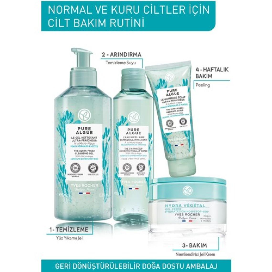 Yves Rocher Normal ve Kuru Cilt, Canlandırıcı, Antioksidan, Prebiyotik Yüz Yıkama Jeli-Pure Algue-390ml