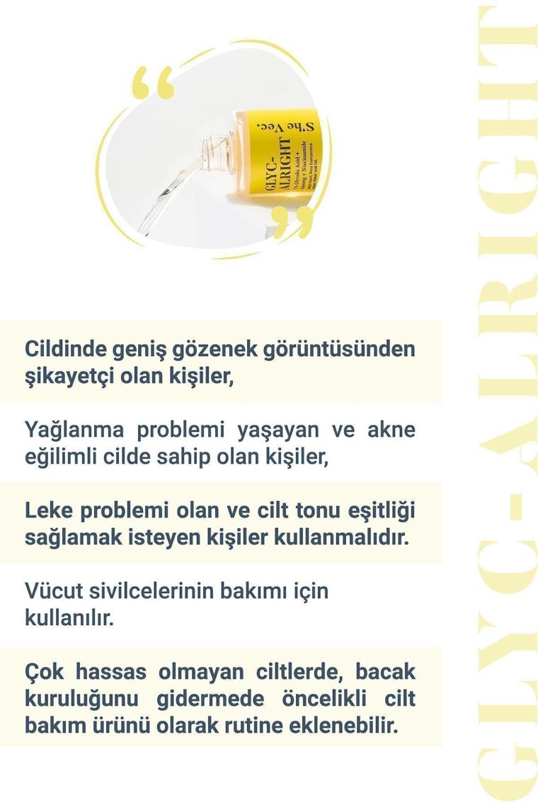 GLYC- ALRIGHT - Tüm Ciltler İçin Gözenek Sıkılaştırıcı Leke Karşıtı Tonik (200 ml)