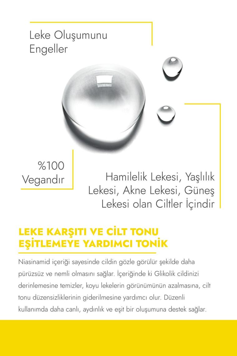 Leke Oluşumunu Gidermeye Yardımcı Cilt Tonu Eşitleyici Tonik ( Glikolik Asit %5 + Niacinamide)