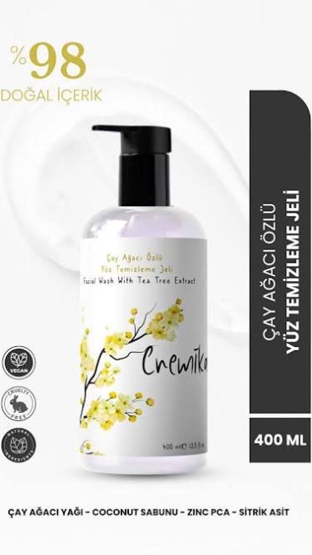 Cremika Çay Ağacı Özlü Yüz Temizleme Jeli 400 ml