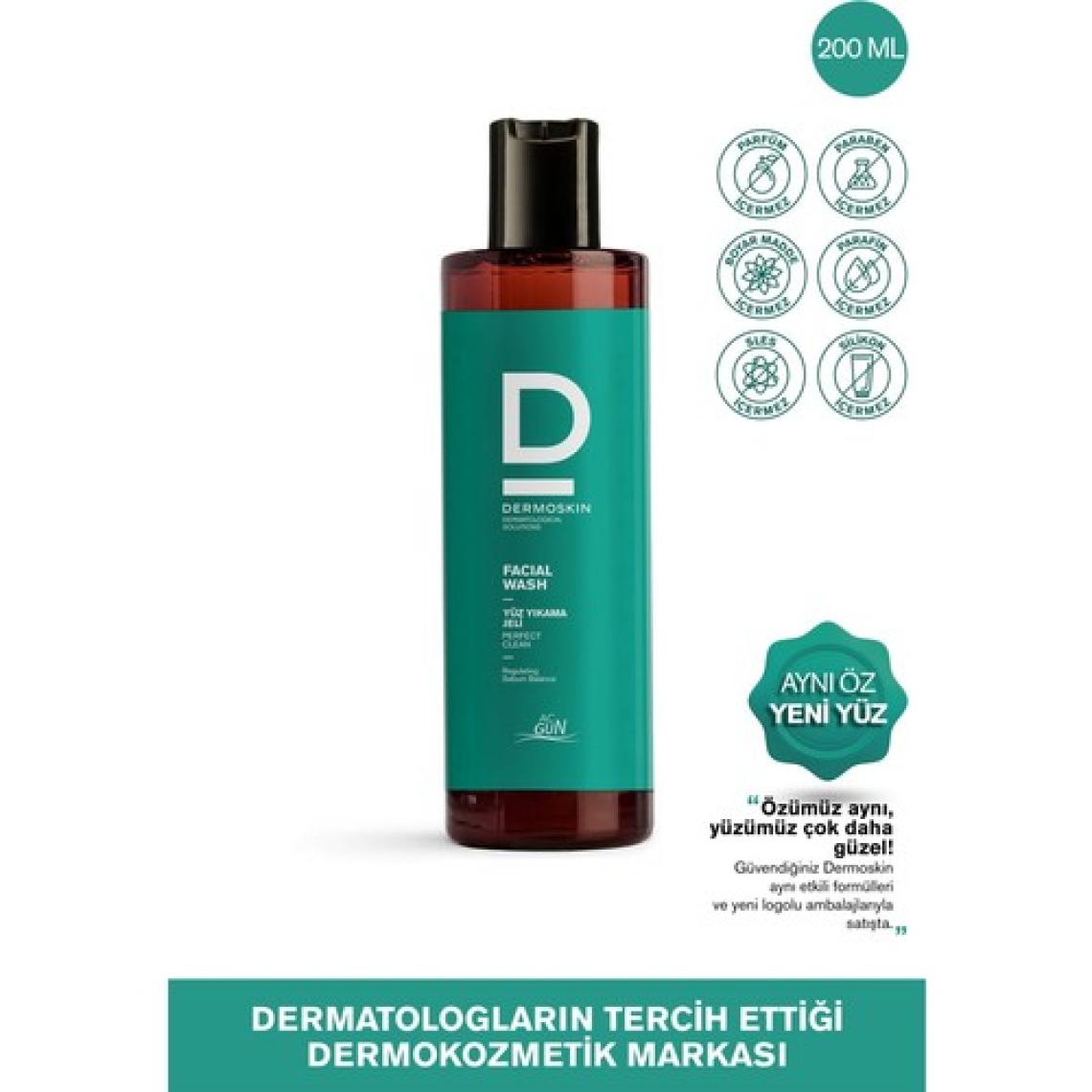 Dermoskin Acgun Akne Karşıtı Yüz Yıkama Jeli | Yüz Temizleyicileri | Salisilik Asit | 200 ml