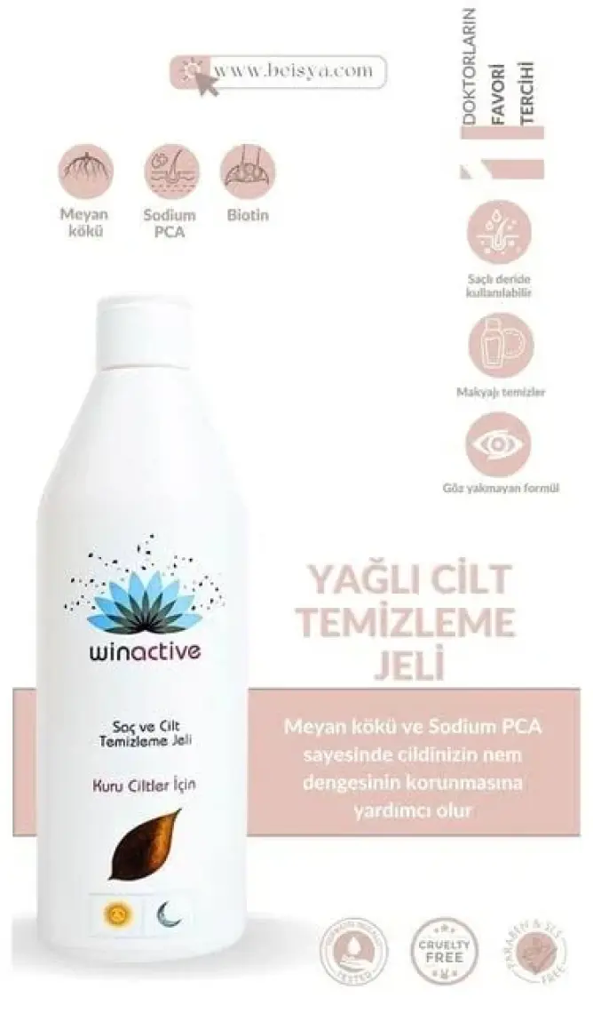 Winactive Kuru Ciltler Için Saç ve Cilt Temizleme Jeli