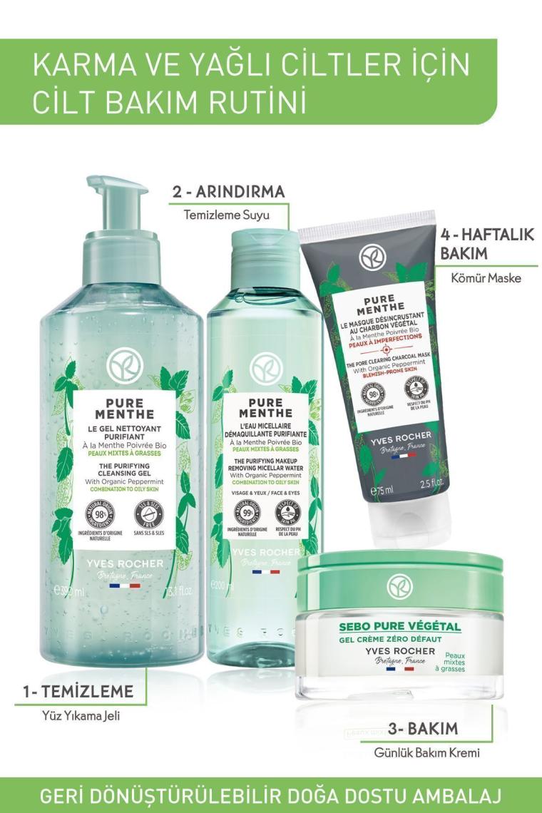 Karma Ve Yağlı Ciltler Için Pure Menthe Prebiyotik Yüz Yıkama / Temizleme Jeli-390 ml