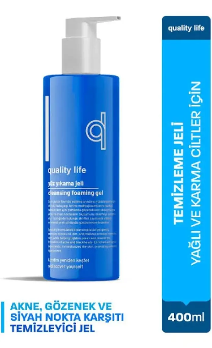 Quality Life Yüz Yıkama Jeli 400 Ml Yağlı Karma Ciltler Için Makyaj Temizleme