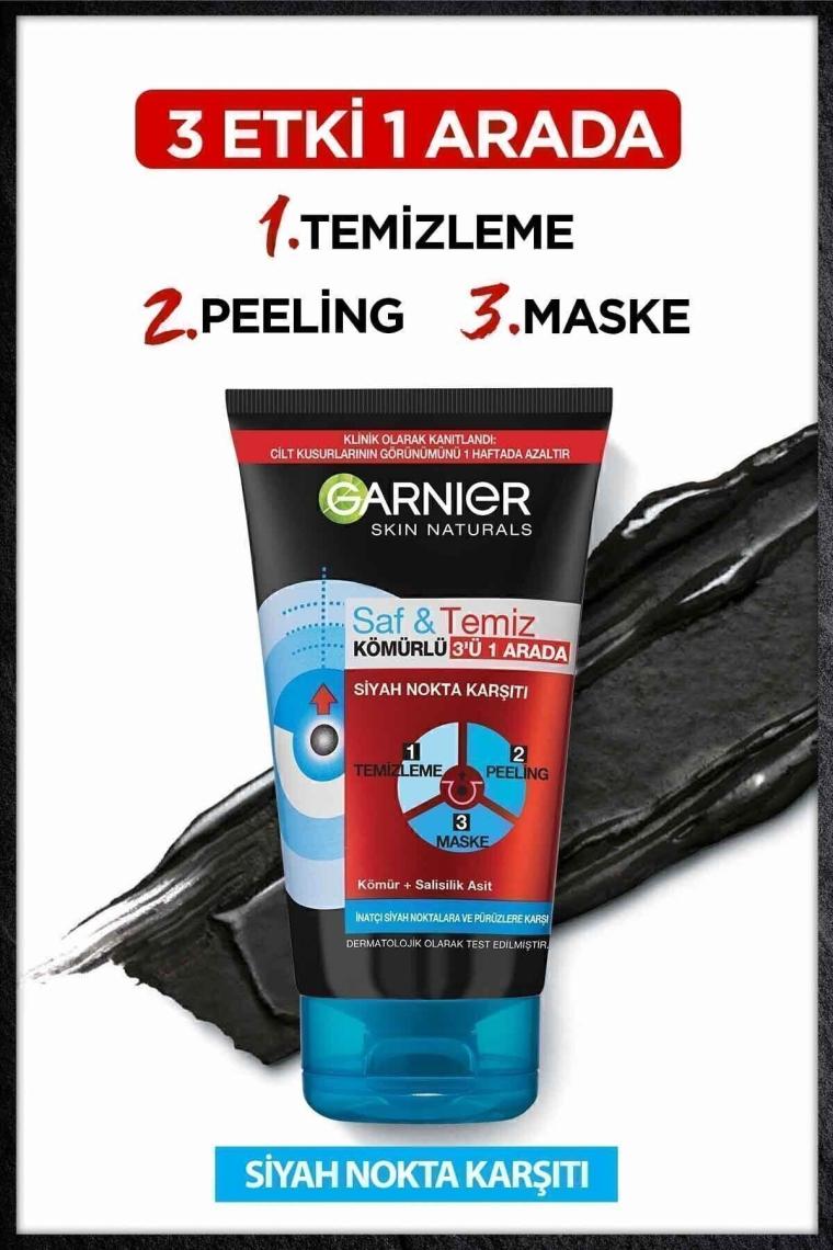 Saf & Temiz Siyah Nokta Karşıtı Kömürlü 3'ü 1 Arada