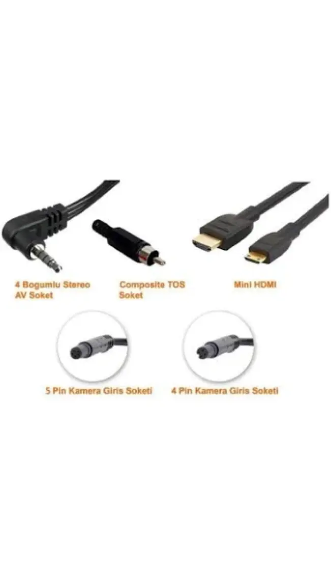 Novatek AV5P06 5 Pin 6 Metre General Plus Allwinner Arka Geri Görüş Kamerası Plaka Kamera Kablosu AV5P
