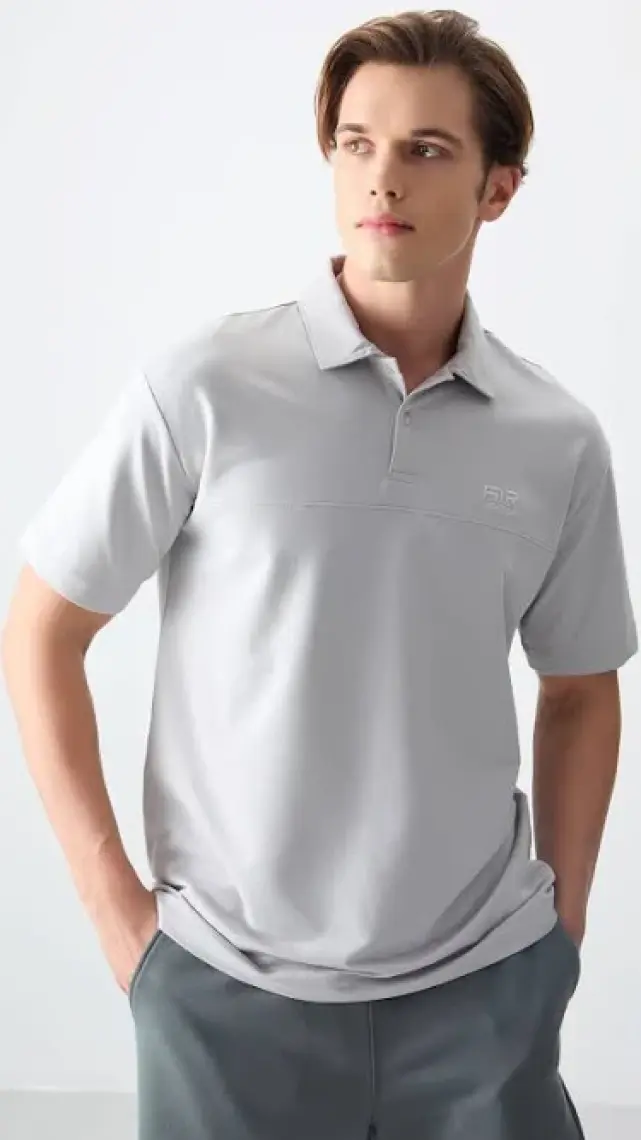 Air Jones Siyah Pamuklu Kalın Yumuşak Dokulu Polo Yaka Oversize Fit Basic Erkek T- Shirt - 88382