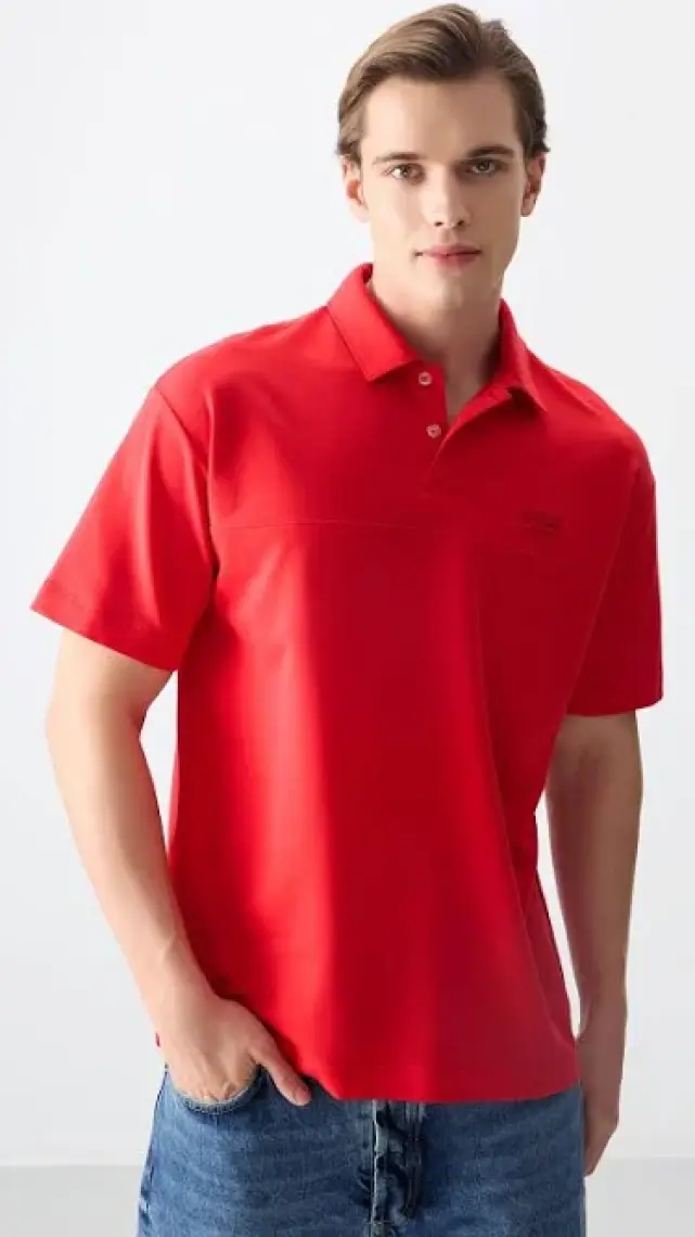 Air Jones Siyah Pamuklu Kalın Yumuşak Dokulu Polo Yaka Oversize Fit Basic Erkek T- Shirt - 88382