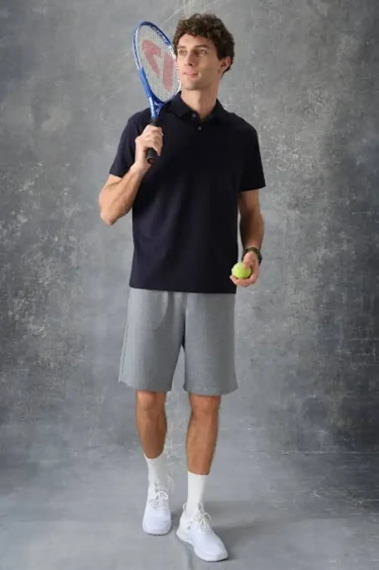 Air Jones Siyah Pamuklu Kalın Yumuşak Dokulu Polo Yaka Oversize Fit Basic Erkek T- Shirt - 88382