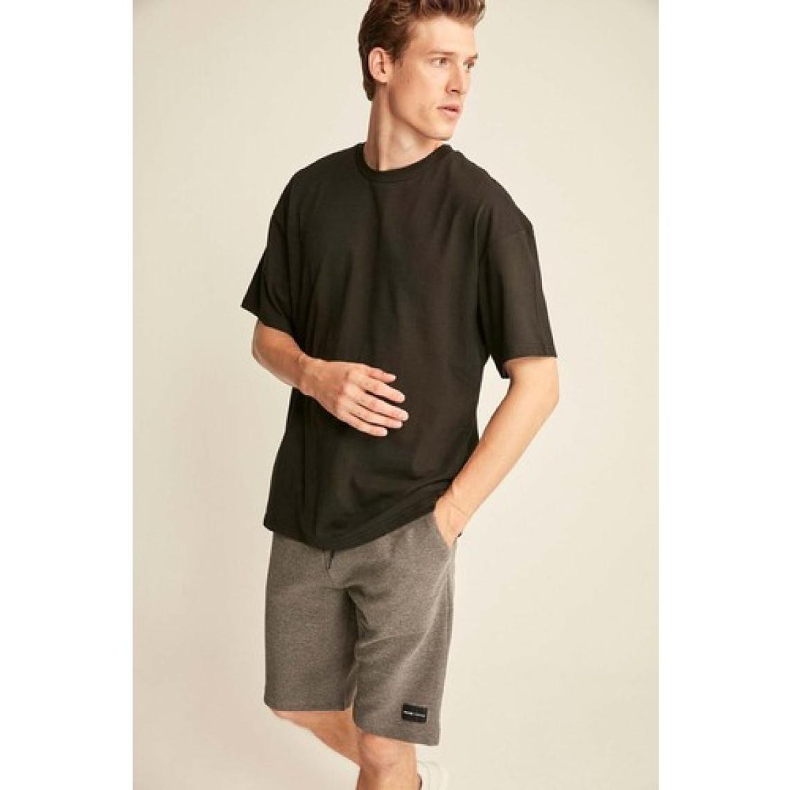 Jett Erkek Oversize Fit %100 Pamuk Kalın Dokulu Siyah T-shirt