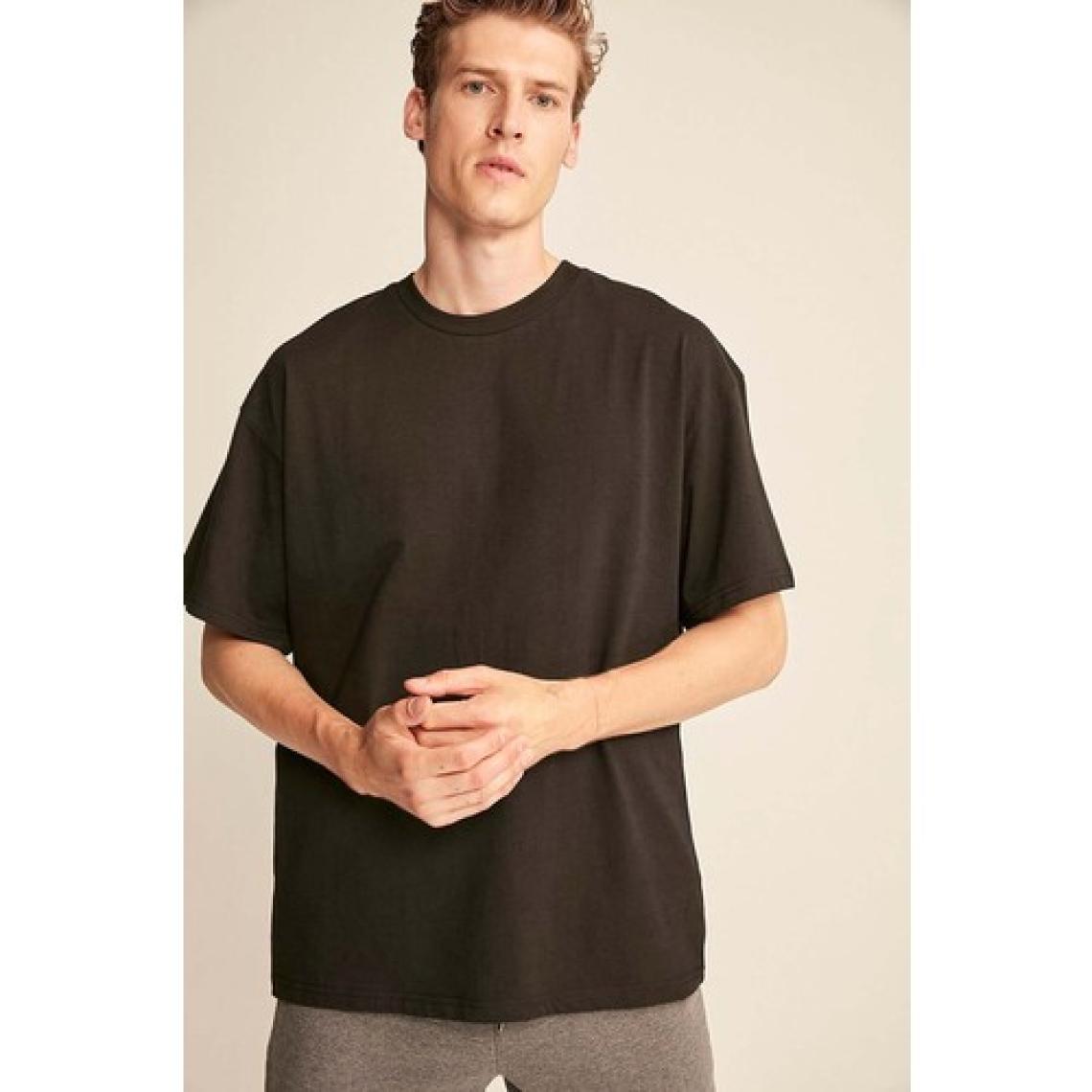 Jett Erkek Oversize Fit %100 Pamuk Kalın Dokulu Siyah T-shirt