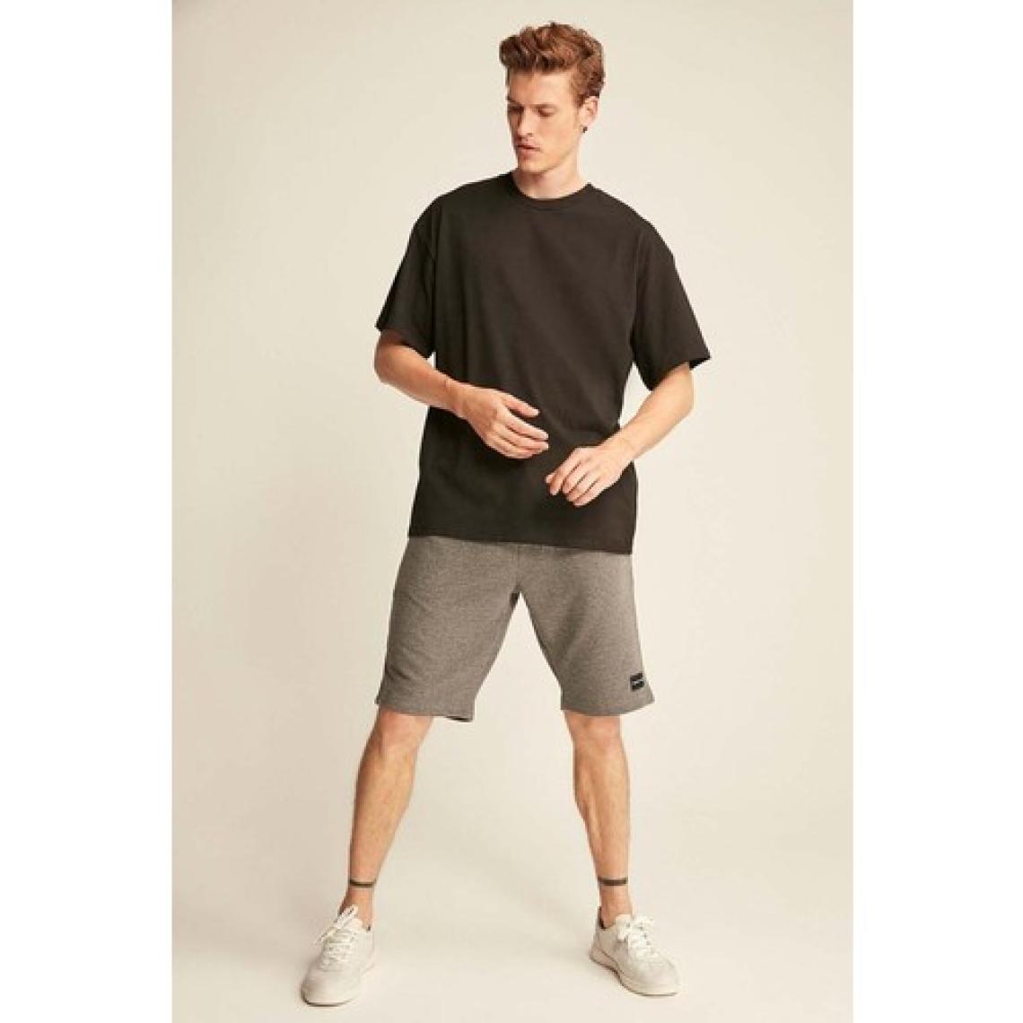 Jett Erkek Oversize Fit %100 Pamuk Kalın Dokulu Siyah T-shirt