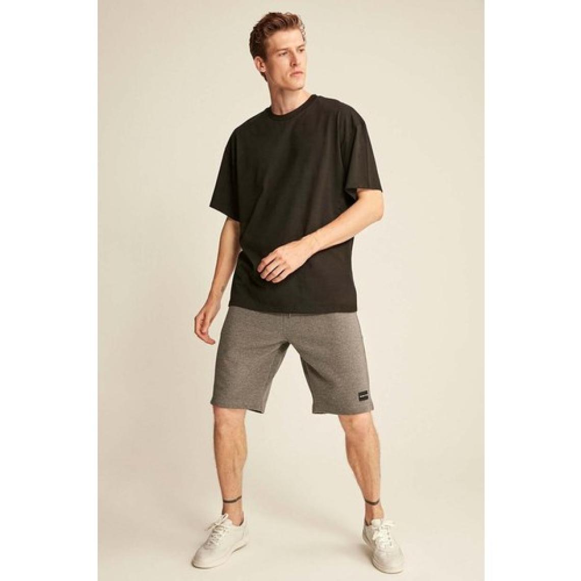 Jett Erkek Oversize Fit %100 Pamuk Kalın Dokulu Siyah T-shirt