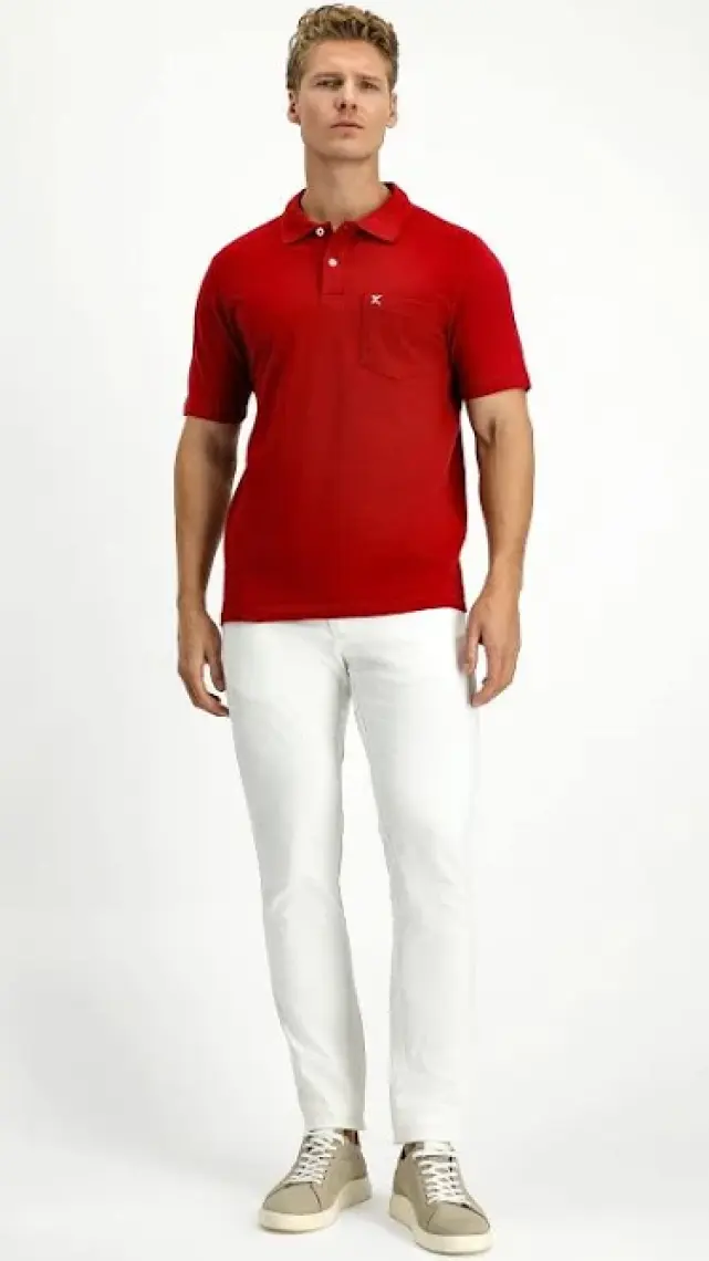 Cepli Polo Yaka Regular Fit Nakışlı Pamuk Tişört