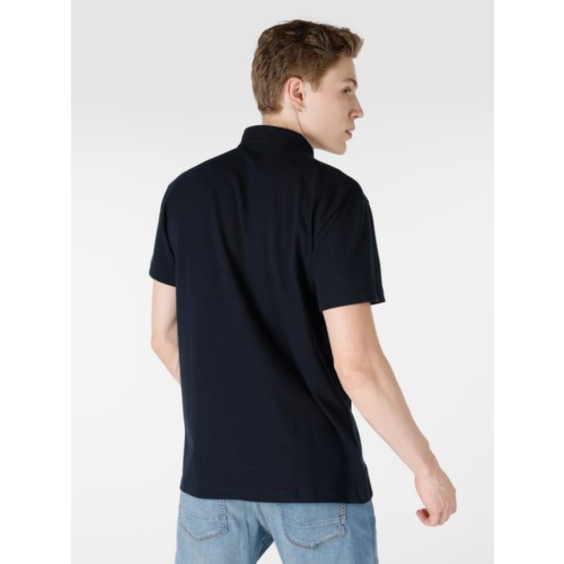 Comfort Fit Polo Yaka Düz Erkek Lacivert Kısa Kol Tişört