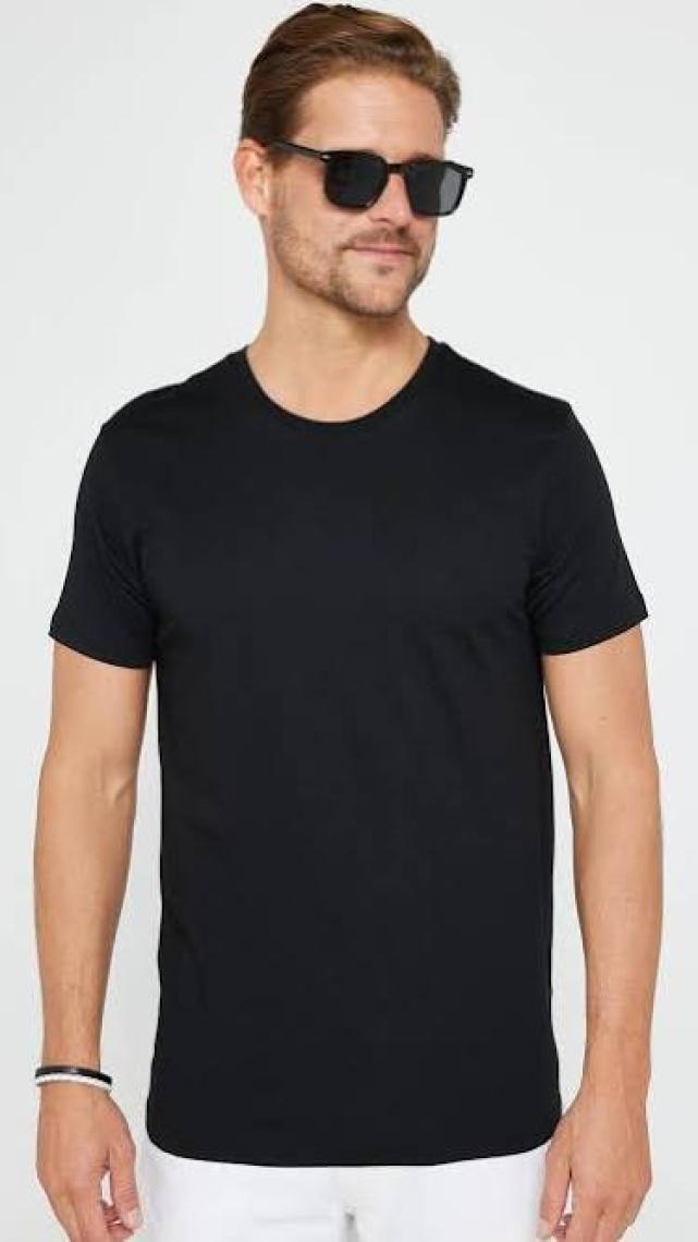 Tudors Unisex 3'lü Paket Siyah-Beyaz-Taş Rengi Slim Fit Dar Kesim %100 Pamuk Bisiklet Yaka Tişört