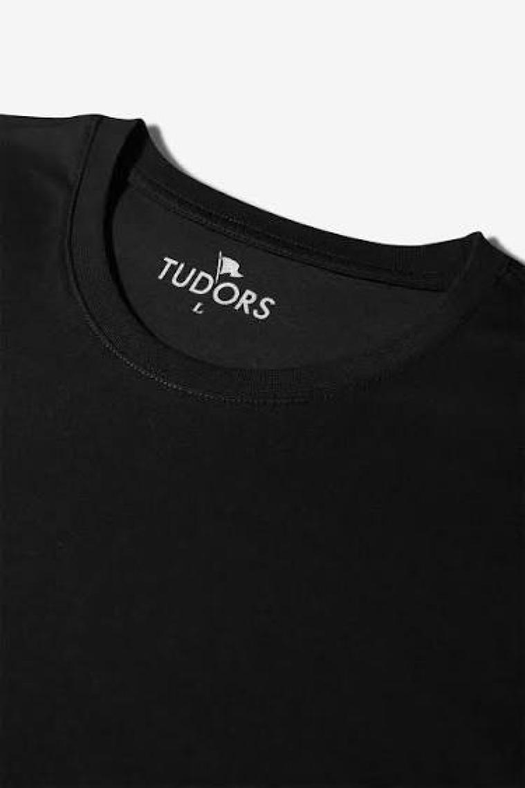 Tudors Unisex 3'lü Paket Siyah-Beyaz-Taş Rengi Slim Fit Dar Kesim %100 Pamuk Bisiklet Yaka Tişört