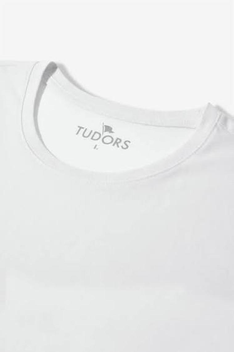 Tudors Unisex 3'lü Paket Siyah-Beyaz-Taş Rengi Slim Fit Dar Kesim %100 Pamuk Bisiklet Yaka Tişört