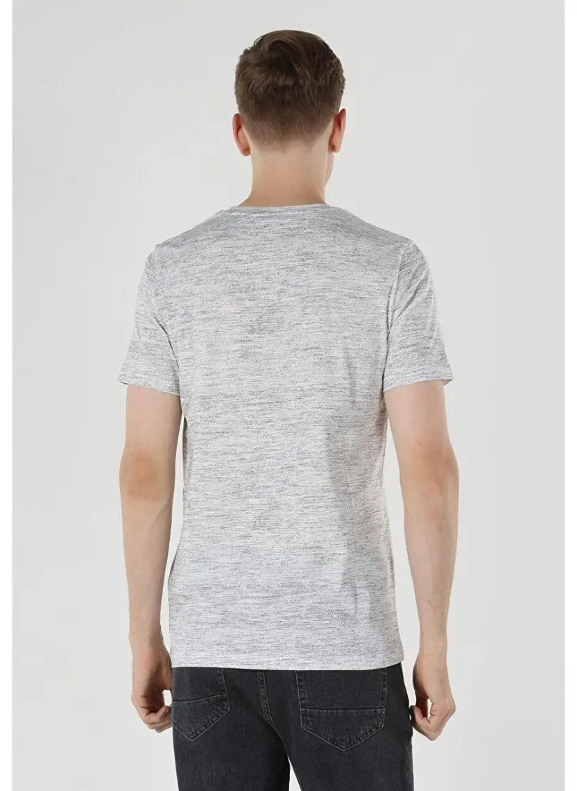 Regular Fit Yuvarlak Yaka  Erkek Gri Kısa Kol Tişört