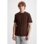 Grimelange MICHEL Erkek Slim Fit Dar Kesim %100 Organik Pamuklu Basic Örme Acı Kahve T-Shirt