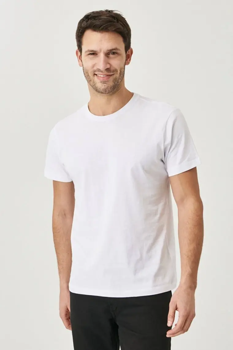 Altınyıldız Classics Erkek Siyah-beyaz Slim Fit Dar Kesim Bisiklet Yaka %100 Pamuk 2'li Tişört Paketi