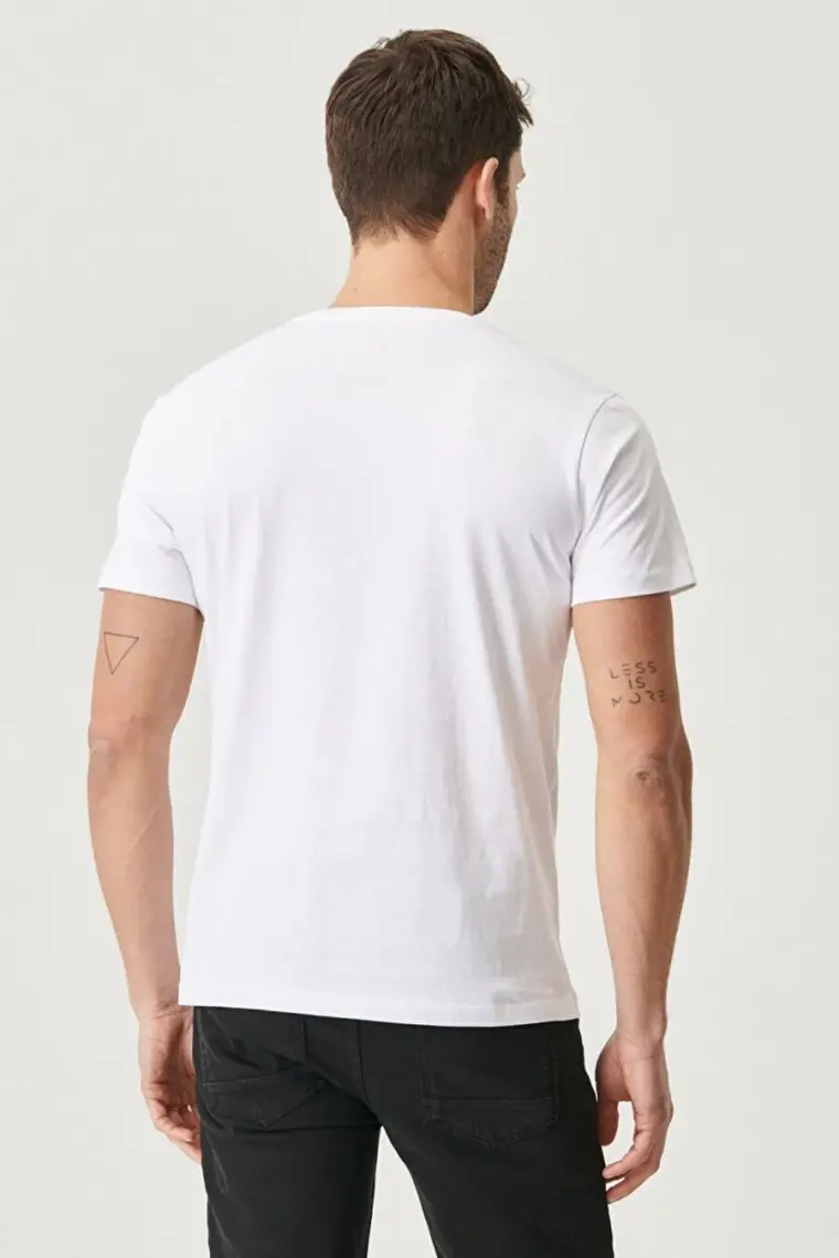 Altınyıldız Classics Erkek Siyah-beyaz Slim Fit Dar Kesim Bisiklet Yaka %100 Pamuk 2'li Tişört Paketi