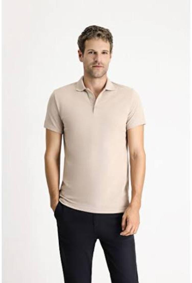Polo Yaka Regular Fit Nakışlı Pamuklu Tişört