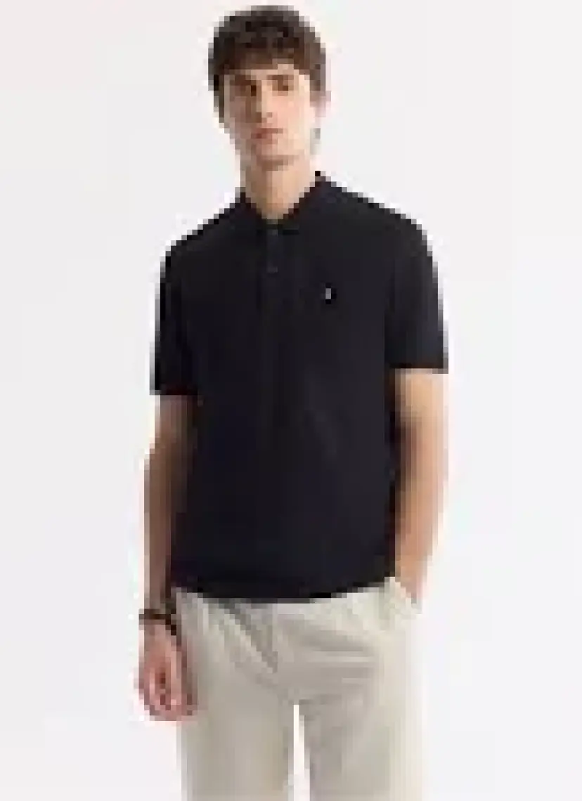 AVVA Erkek Siyah Regular Fit %100 Pamuk Hızlı Kuruyan Kıvrılmayan Polo Yaka T-shirt B001032
