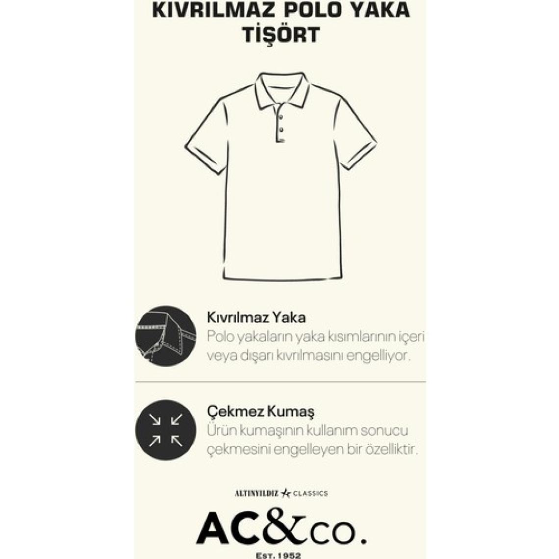 AC&Co / Altınyıldız Classics Erkek Çekmeyen Pamuklu Kumaş Slim Fit Dar Kesim Beyaz Kıvrılmaz Polo Yaka T-shirt