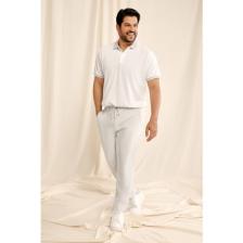 AC&Co / Altınyıldız Classics Erkek Çekmeyen Pamuklu Kumaş Slim Fit Dar Kesim Beyaz Kıvrılmaz Polo Yaka T-shirt