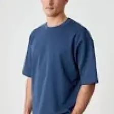 Grimelange Solo Erkek  Organik Pamuklu Kalın Dokulu Comfort Fit Bisiklet Yakalı Navy T-Shirt
