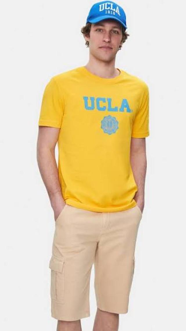 Ucla Gayley Sarı-Mavi Bisiklet Yaka Baskılı Erkek Tshirt