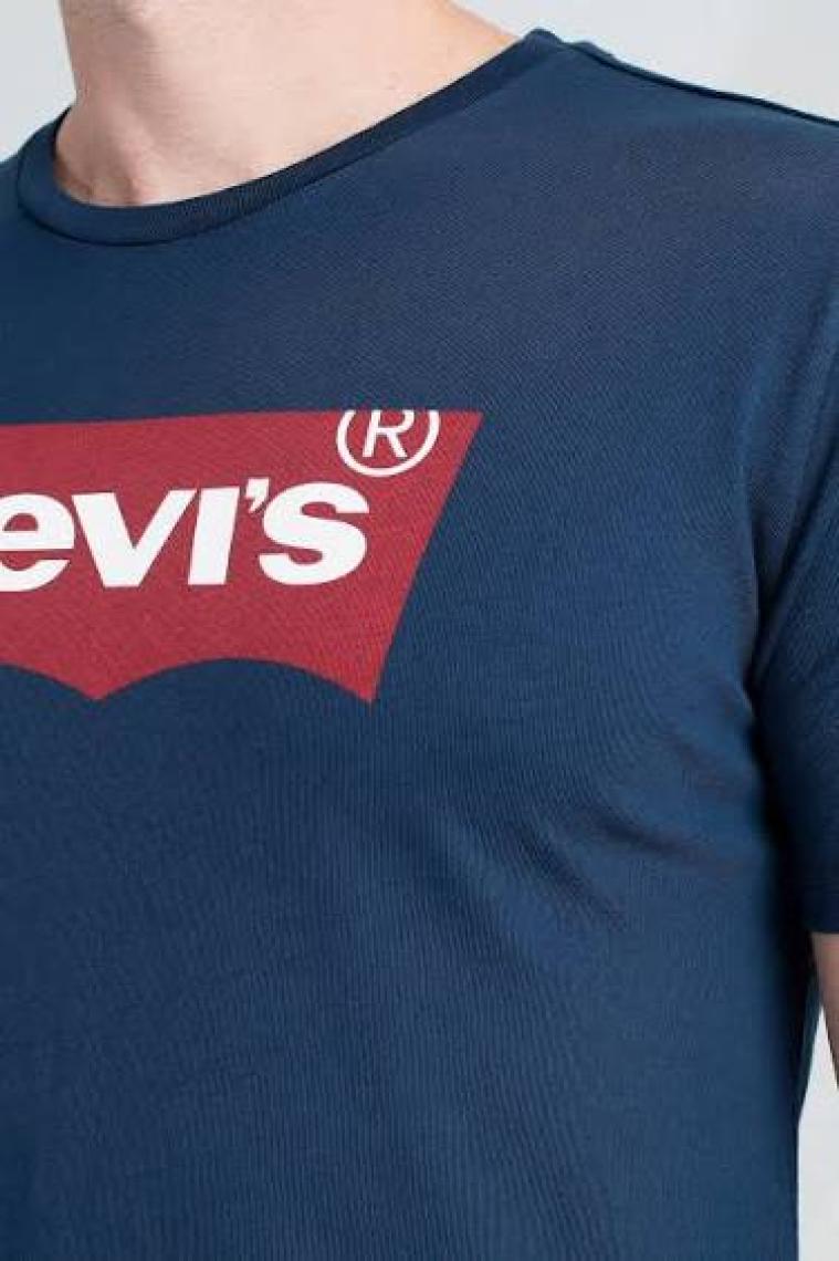 Graphic Set-In Neck Mavi Erkek Tişört