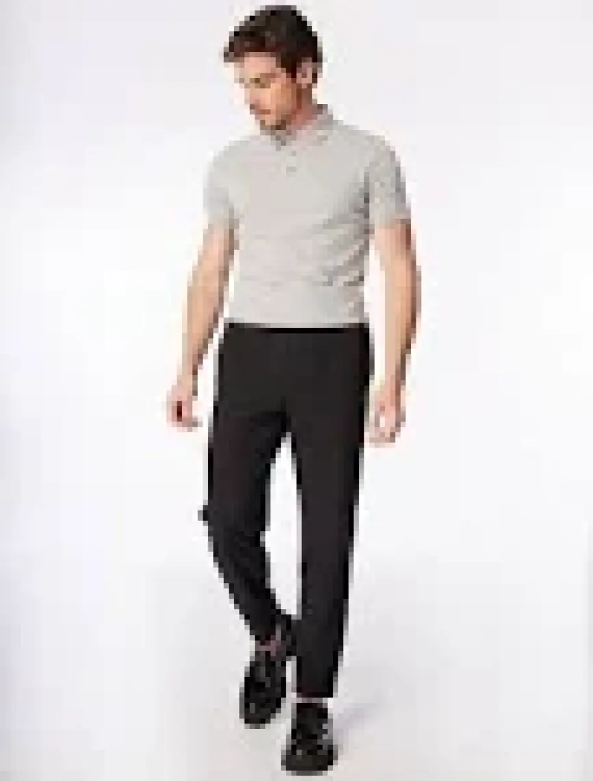 Fabrika Düz Gri Erkek Polo T-Shirt LEGOLAS Y