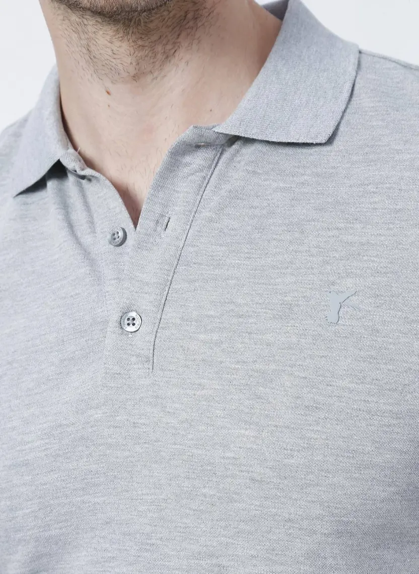Fabrika Düz Gri Erkek Polo T-Shirt LEGOLAS Y
