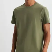 Mıchel Erkek Slim Fit Dar Kesim %100 Organik Pamuklu Yana Kayan Dikişli Basic Örme Haki T-shirt