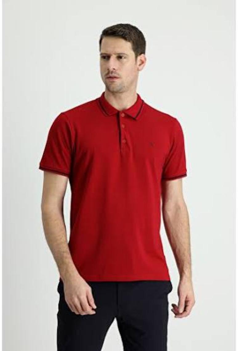 Polo Yaka Slim Fit Dar Kesim Nakışlı Süprem Pamuklu Tişört